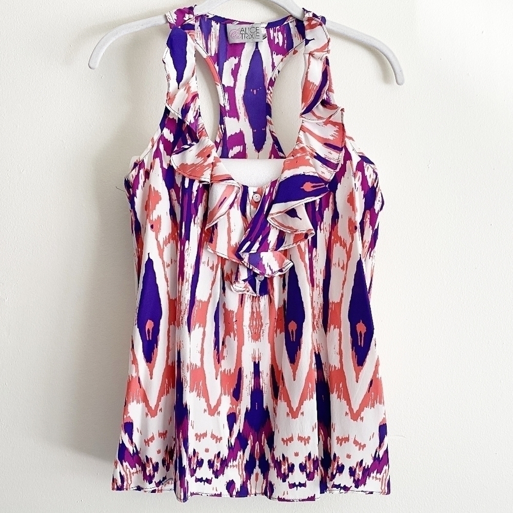 Alice & Trixie silk racerback‎ ruffle blouse XS